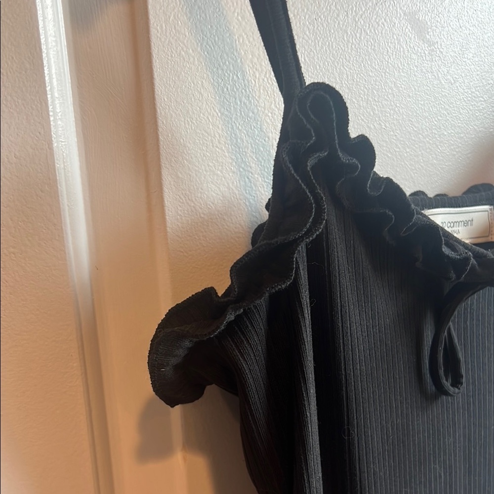 Black Ruffled Mini Slip Dress - Picture 5 of 11